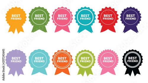 Badge collection icon, colorful best friend friendship award