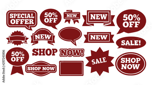 Stickers vector illustration collection of red promotional