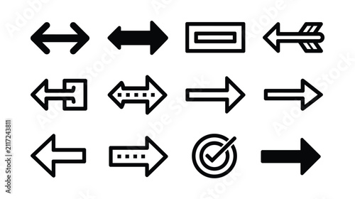 Arrows icons vector set featuring linear directional pointers