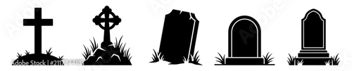 Foto various grave tombstones and crosses vector illustration on transparent backgrou