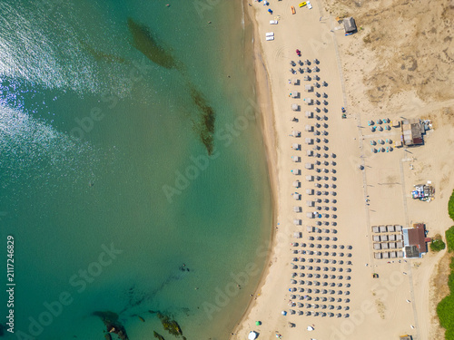 Aerial View of Silistar Beach Bay Surrounded by Forest in Bulgaria