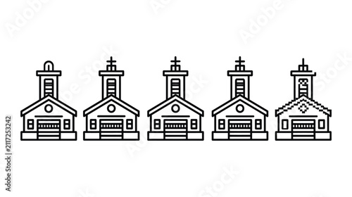Building icon set garage architectural structure simple graphic