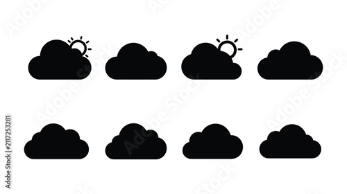 Cloud icon set for meteorological weather forecast symbols