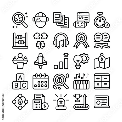Edutainment Outline Icon Set