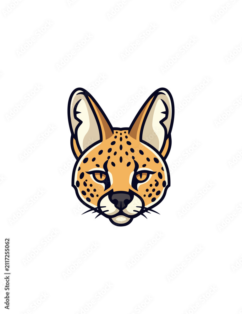 Fototapeta premium Wild cat head illustration stylized spotted feline face