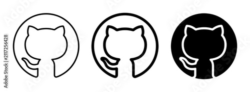Bild auf Leinwand GitHub Cat Icons: Outline, Filled Outline, and Solid Black Vector Graphics for D