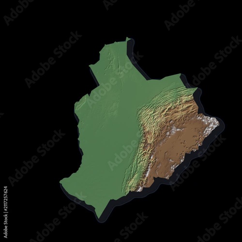 Bolivia Rotating 3D Relief Map Seamless Loop, Alpha Channel 4K