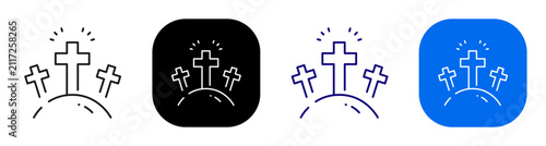 Fotografie Three crosses concept representing Calvary crucifixion and Easter redemption