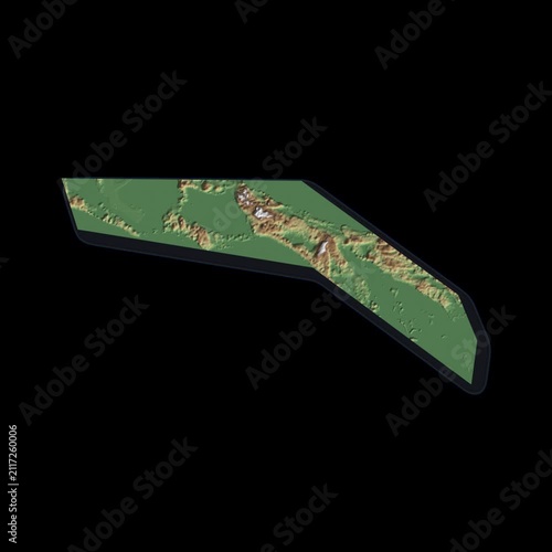 Bermuda Rotating 3D Relief Map Seamless Loop, Alpha Channel 4K