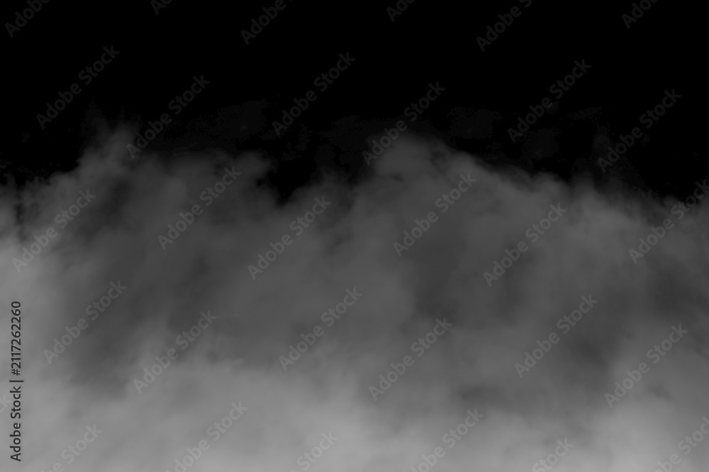Fototapeta premium Abstract white smoke or fog isolated on a black background for design.