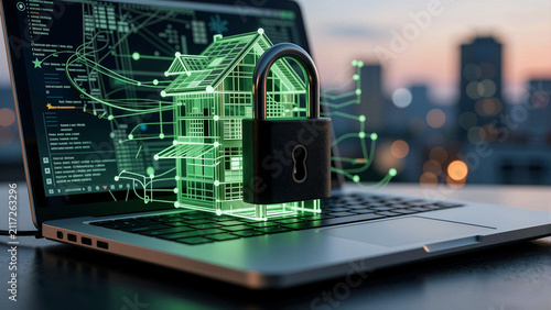 Digital home security with a padlock and network