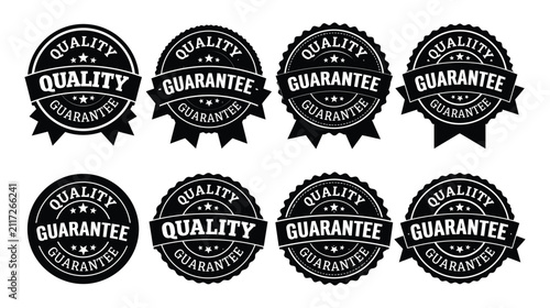 Icon set collection featuring quality guarantee vintage emblems
