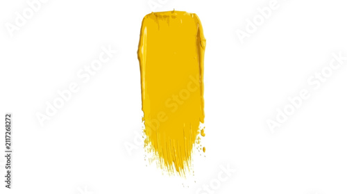 Vertical Bright Yellow Paint Brush Stroke Texture Isolated on White Background for Artistic Graphic Design Projects