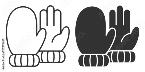 Bild auf Leinwand winter mittens icon set with wrist cuffs on transparent background