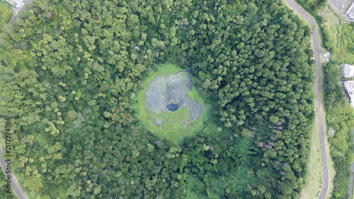 Fotografie Aerial drone view of Trou aux Cerfs dormant volcanic crater in Curepipe, Mauriti