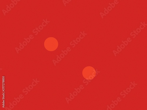 Картината върху платно Two soft orange circles float on a bold red background