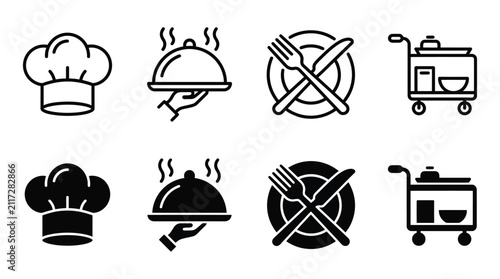 Culinary Icons Set Black Silhouette On White Background