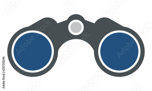 Minimalist monoline binoculars icon, simple geometry, isolated on white
