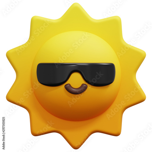 3D Smiling Sun Wearing Sunglasses