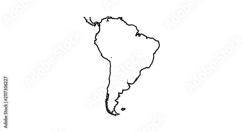 Fotografie South America continent outline black and white silhouette