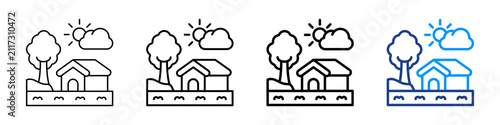 Fotografía Rural Revitalization Icon Different Style Outline Collection Set.
