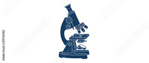 Canvas Print Vintage Microscope Illustration on White Background