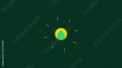 Eco Friendly Green Leaf Sunburst Energy Icon Motion Graphic