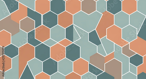 Abstract Geometric Hexagon Pattern with Muted Earth Tone Colors