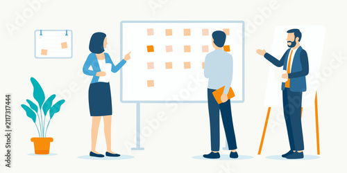 Cuadro en lienzo team brainstorming session flat vector illustration people collaboration discuss