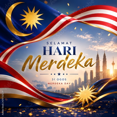 Happy malaysian independence day celebration graphic