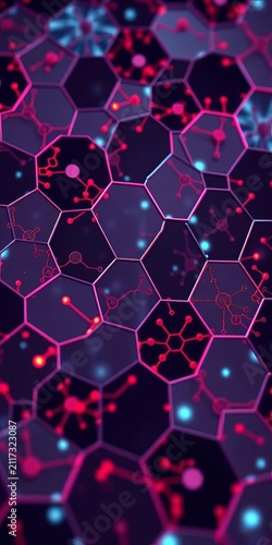 Hexagonal medical pattern with molecular structures, Background, Abstract