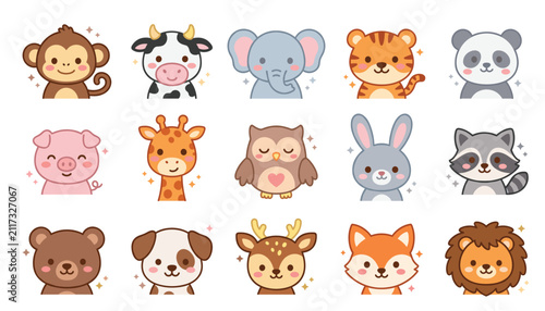 Canvas Print Cute animals vector illustration set