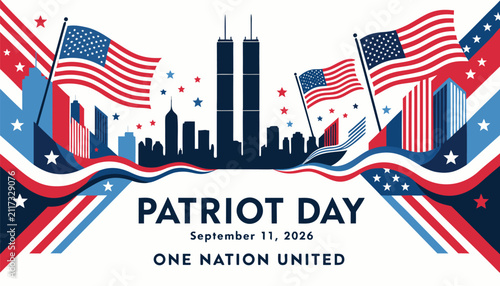 Картината върху платно Patriot day september 11 2026 one nation united graphic design