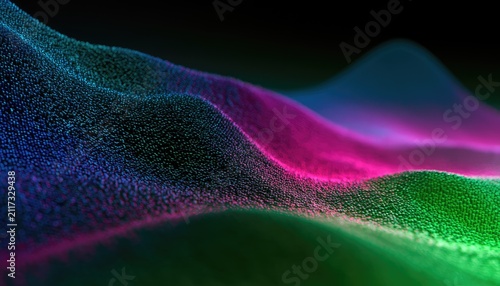 Obraz na płótnie Abstract, flowing, luminous particles creating a dynamic, undulating waveform