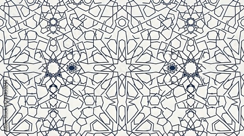 Intricate Geometric Pattern with Symmetrical Islamic Design.