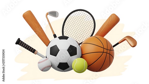 A Dynamic Collection of Various Professional Sporting Equipment and Athletic Gear for Competitive Games