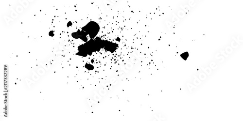 Cuadro en lienzo Abstract black ink blob cluster background, clustered ink blobs and organic spots with an abstract distressed look, grunge vector for posters, banners, packaging and print design