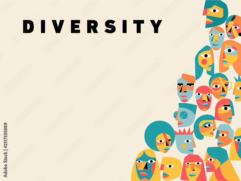 Fototapeta premium United in Diversity: A set of diverse illustrated people forming a team