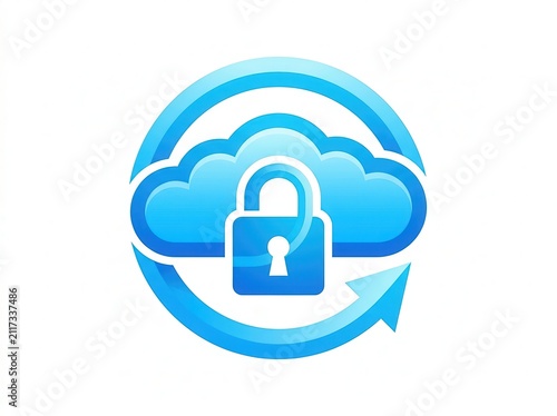 Cloud document platform icon and secure digital workflow elements for modern business