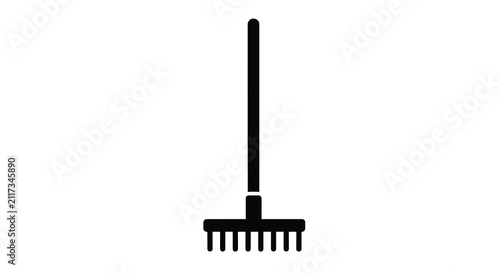 Garden rake silhouette against a white background a simple black outline style