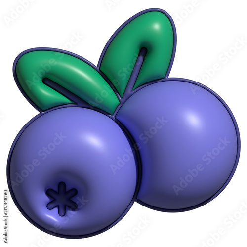 2 purple berries are overlapping glossy 3D with green leaves star calyx dark stroke transparent bg