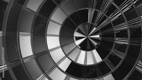 Canvastavla Abstract Geometric Tunnel Background with Black and White Monochrome Pattern