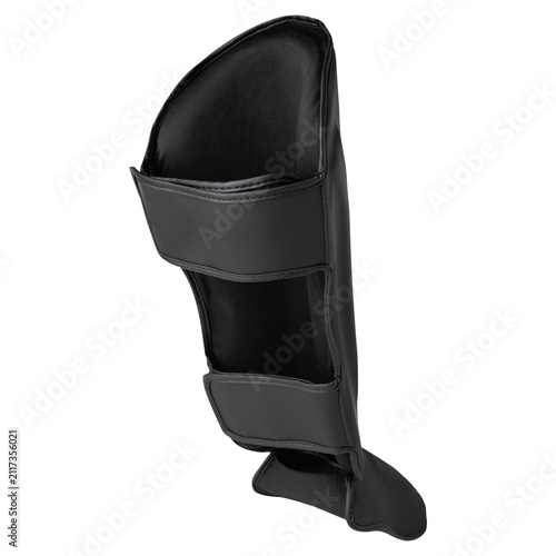 Konstfotografi Black shin and instep guard for martial arts isolated on white background