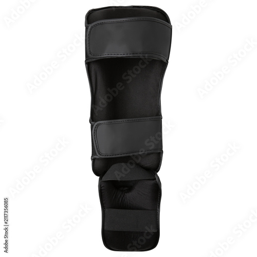 Konstfotografi Black shin and instep guard for martial arts isolated on white background
