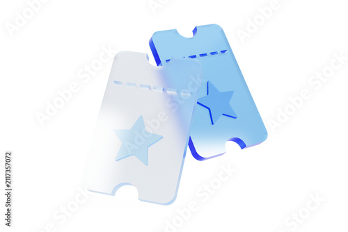 Bild auf Leinwand Two transparent 3d ticket icons isolated on white background