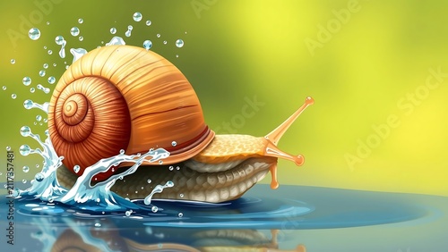 Achatina Snail with Water Droplets