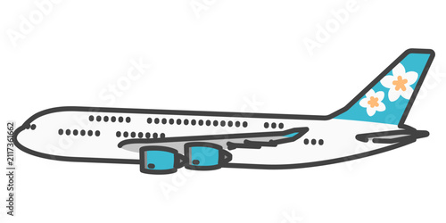アロハ！ ハワイ・南国リゾートをイメージした超大型旅客機イラスト
