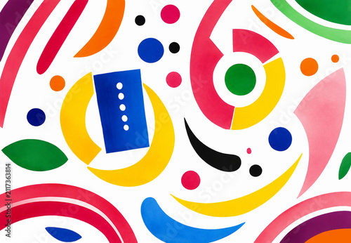 Colorful Abstract Geometric Pattern, Modern Minimal Artistic Background Illustration