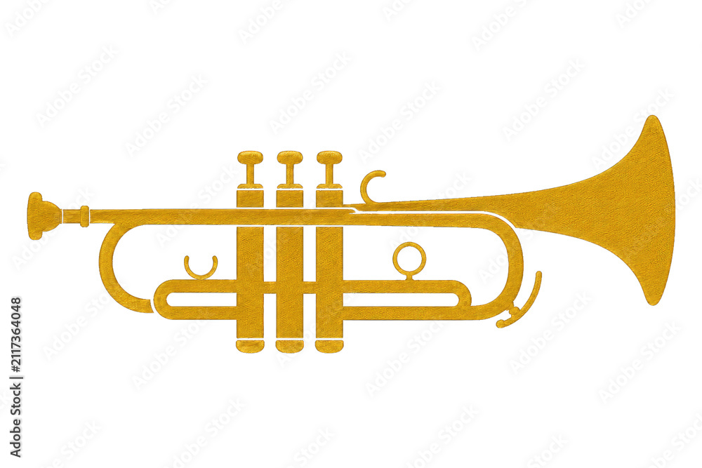 Obraz premium Gold trumpet isolated on white