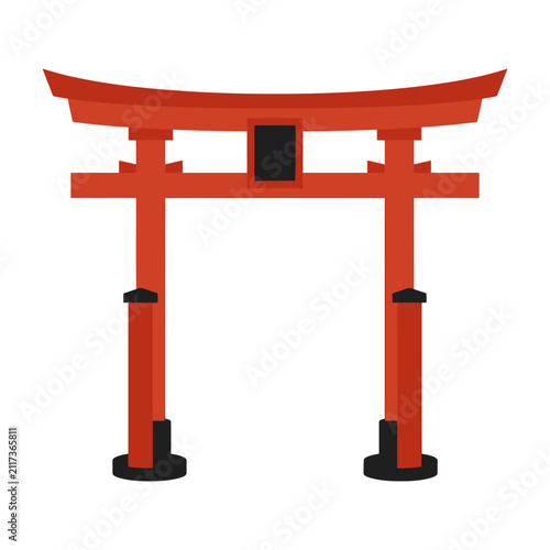 Traditional Japanese Torii Gate Illustration - Red and Black